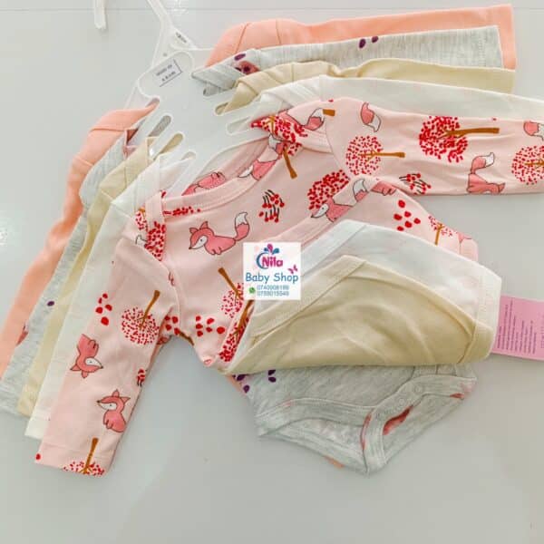 5 Pcs High Quality Newborn Baby Girl Long Sleeve Onesies - Image 8