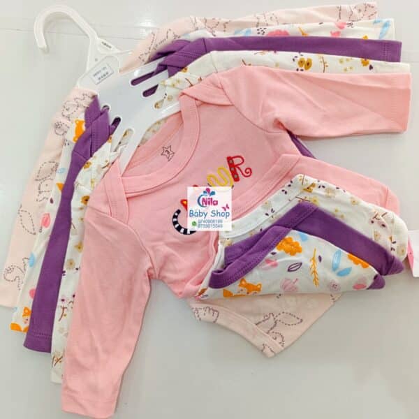 5 Pcs High Quality Newborn Baby Girl Long Sleeve Onesies - Image 7