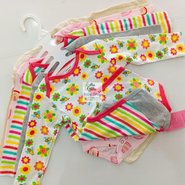 5 Pcs High Quality Newborn Baby Girl Long Sleeve Onesies - Image 6