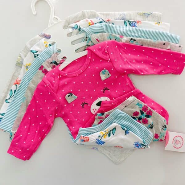 5 Pcs High Quality Newborn Baby Girl Long Sleeve Onesies - Image 6