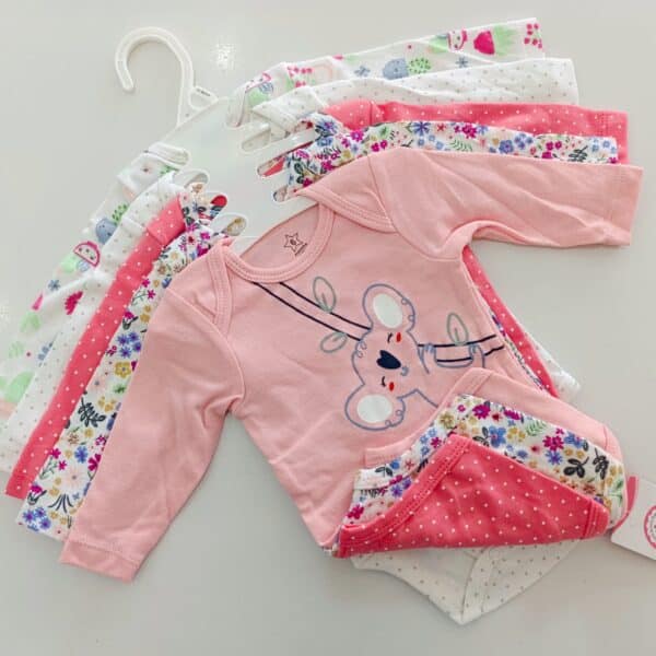 5 Pcs High Quality Newborn Baby Girl Long Sleeve Onesies - Image 4