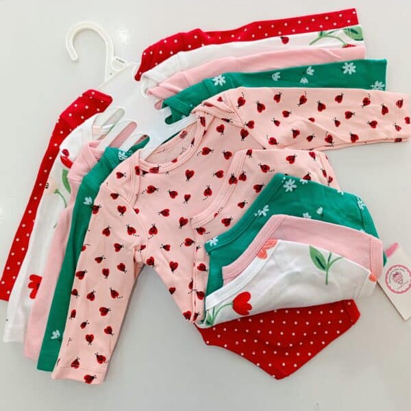 5 Pcs High Quality Newborn Baby Girl Long Sleeve Onesies - Image 3
