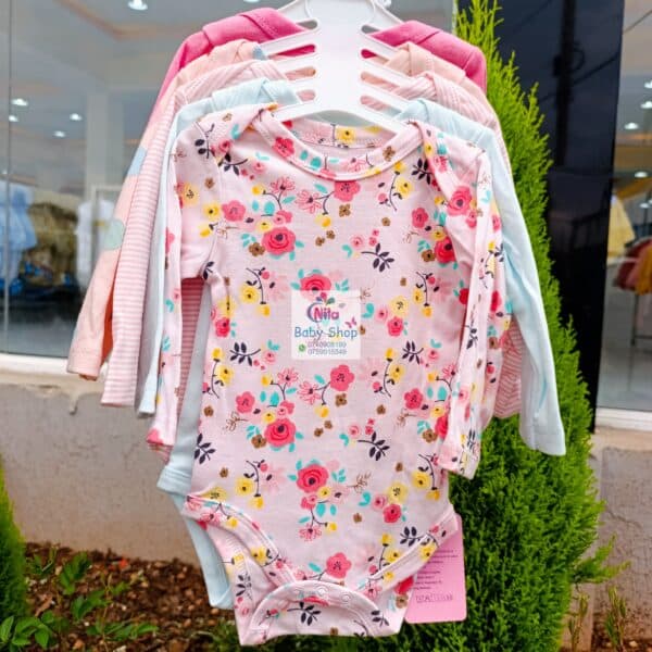 5 Pcs High Quality Newborn Baby Girl Long Sleeve Onesies - Image 8