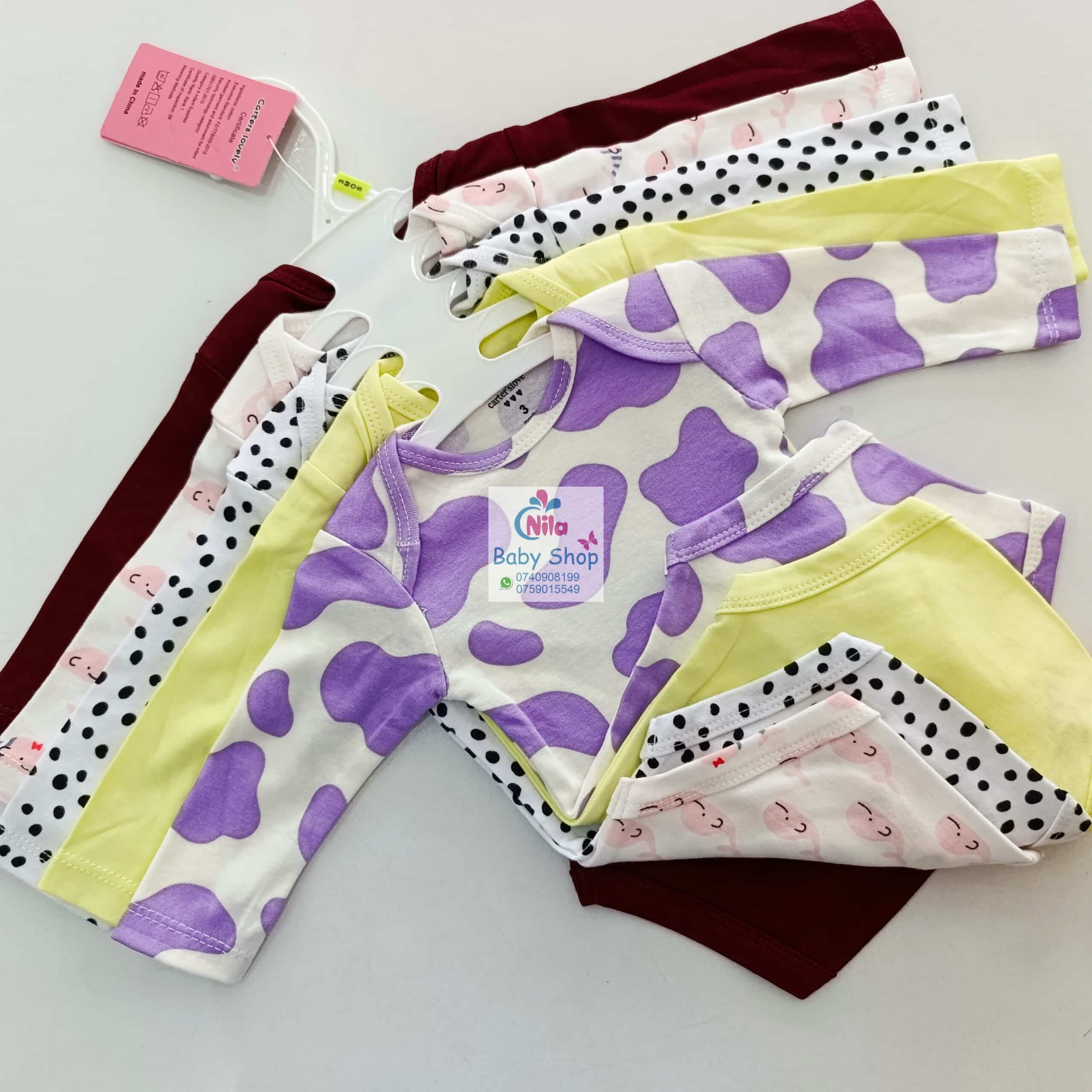 5 Pcs High Quality Newborn Baby Girl Long Sleeve Onesies - Image 13