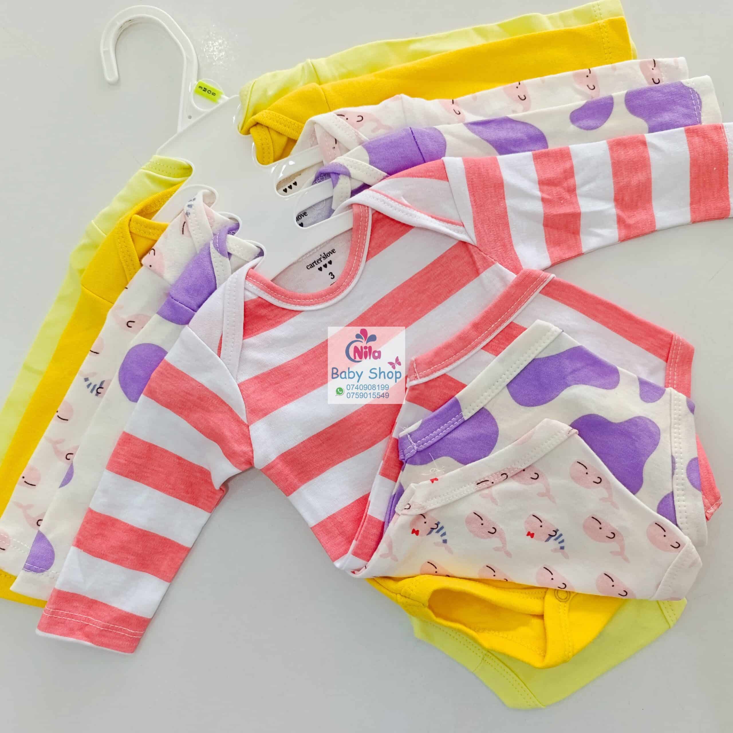 5 Pcs High Quality Newborn Baby Girl Long Sleeve Onesies - Image 10