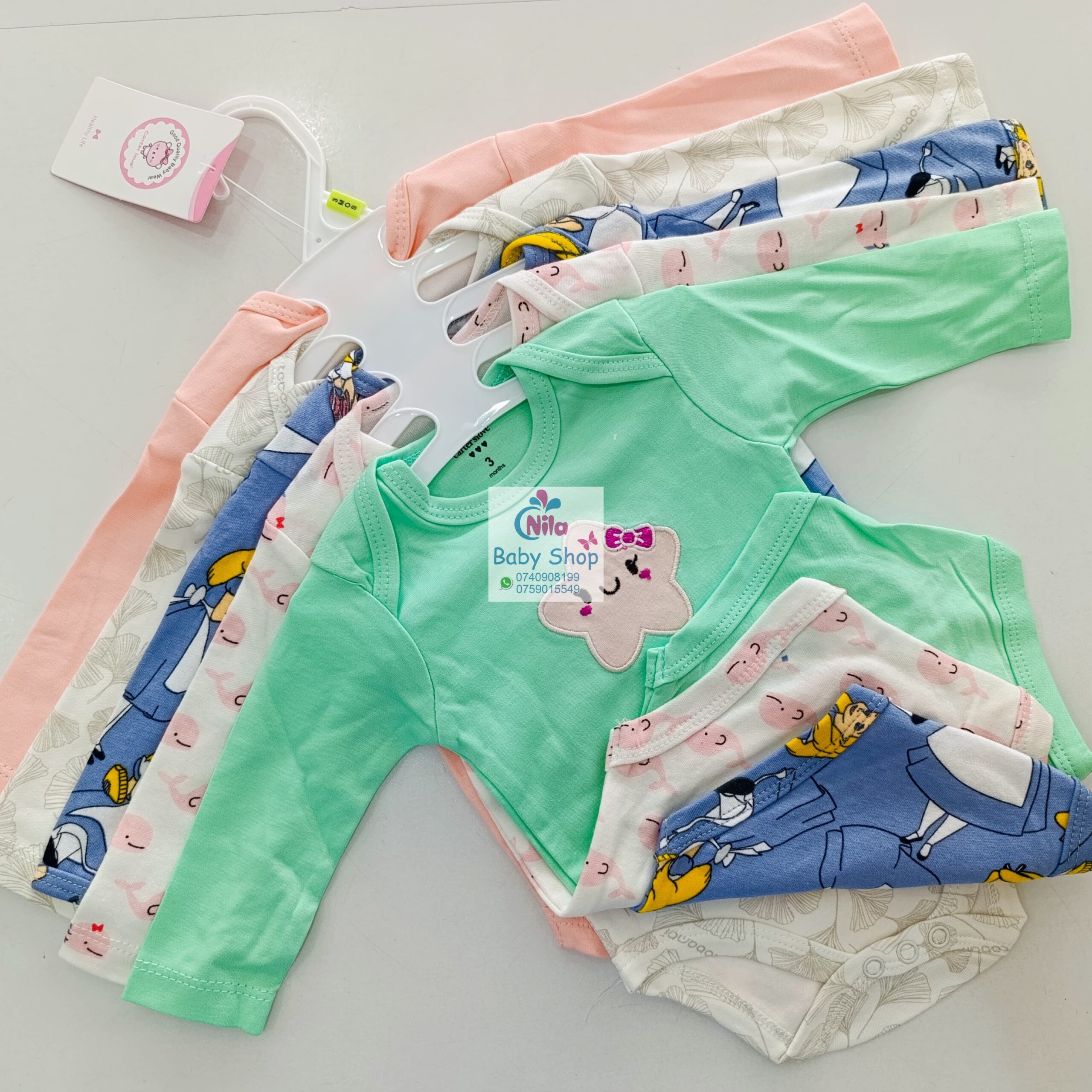 5 Pcs High Quality Newborn Baby Girl Long Sleeve Onesies - Image 7