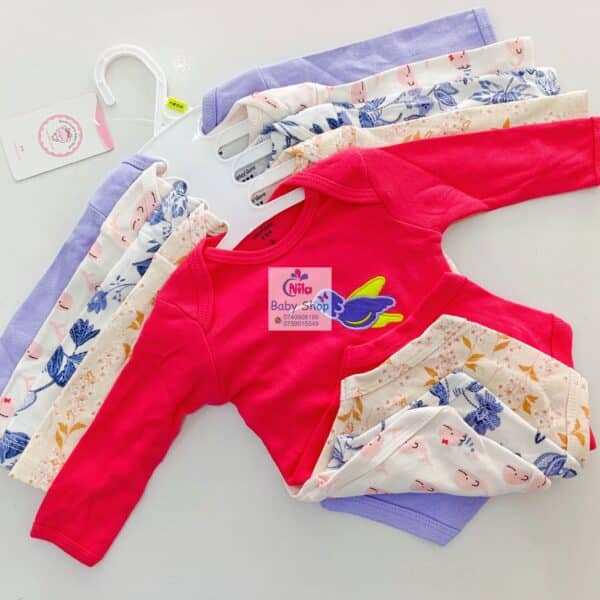 5 Pcs High Quality Newborn Baby Girl Long Sleeve Onesies - Image 6