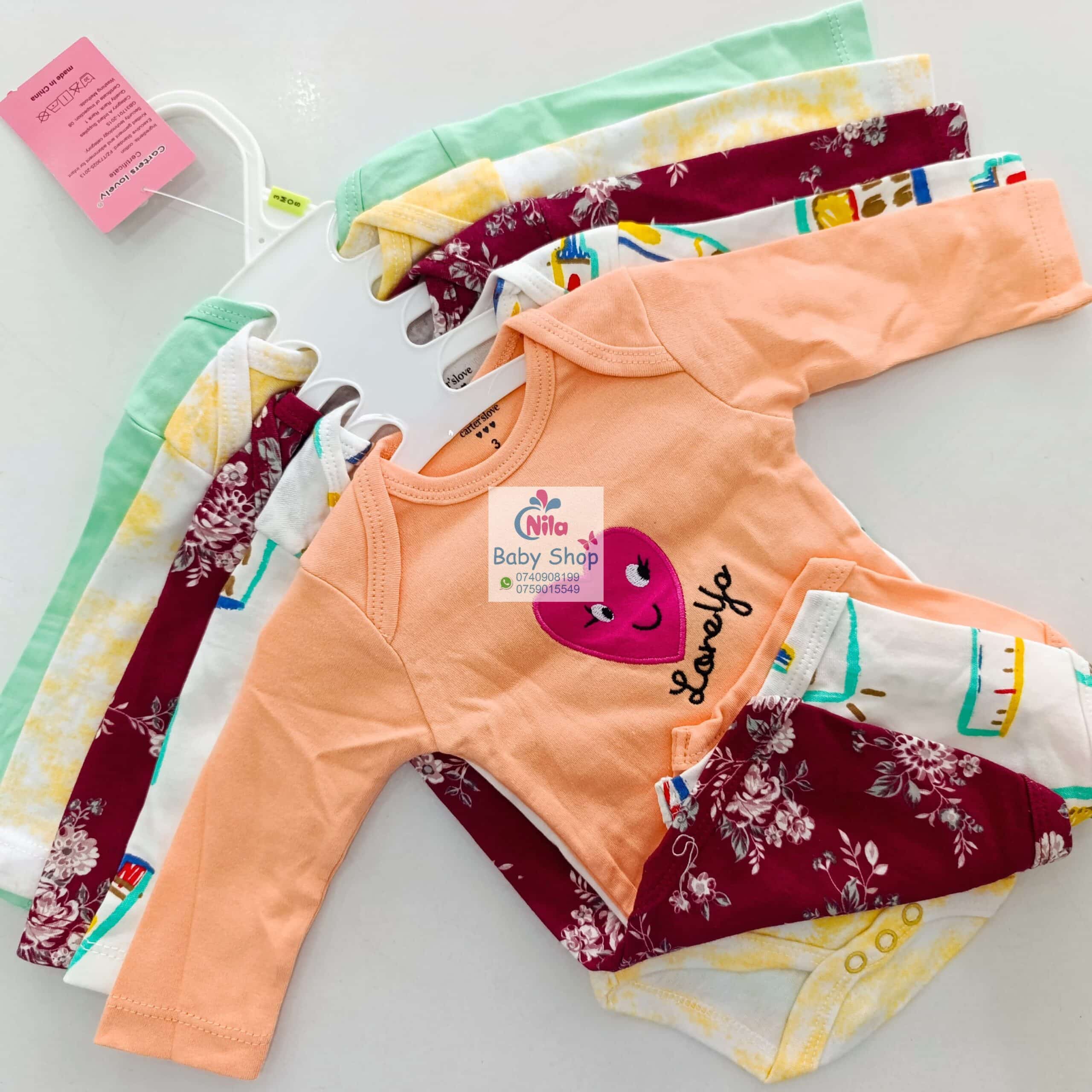 5 Pcs High Quality Newborn Baby Girl Long Sleeve Onesies - Image 5