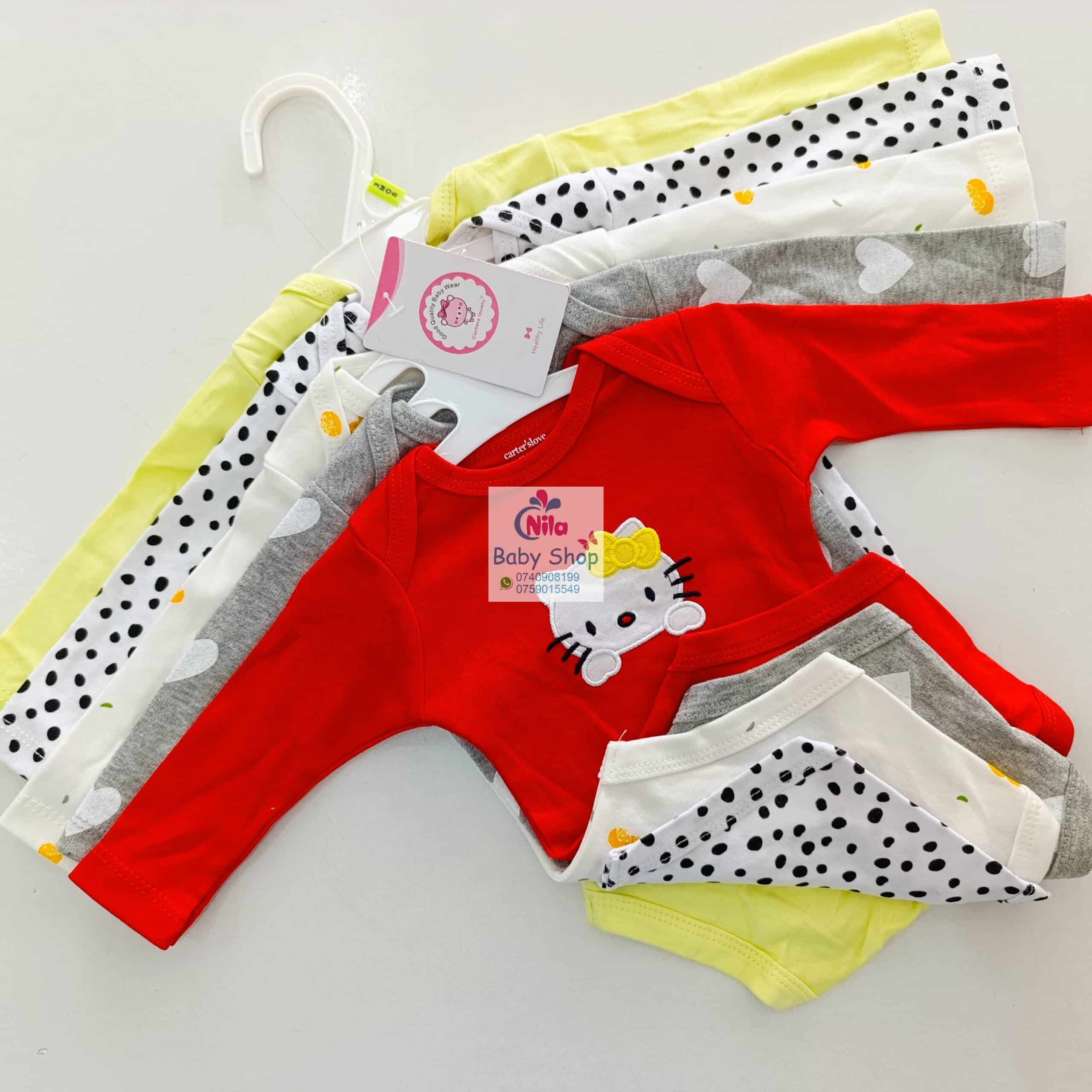 5 Pcs High Quality Newborn Baby Girl Long Sleeve Onesies - Image 3