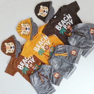 3Pcs Fashion Baby Boy Set Short + T-shirt + Hat