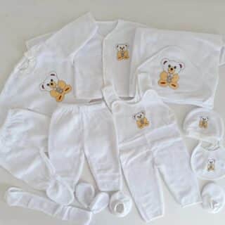 11 Pieces Fleece Unisex Newborn Baby Receiving Set - White