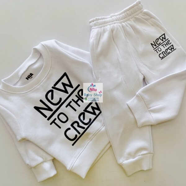 Kids' Letter Print Trendy Round Neck Long Sleeve Pullover Top & Pants Set - Image 4