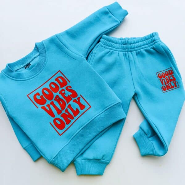 Kids' Letter Print Trendy Round Neck Long Sleeve Pullover Top & Pants Set - Image 3