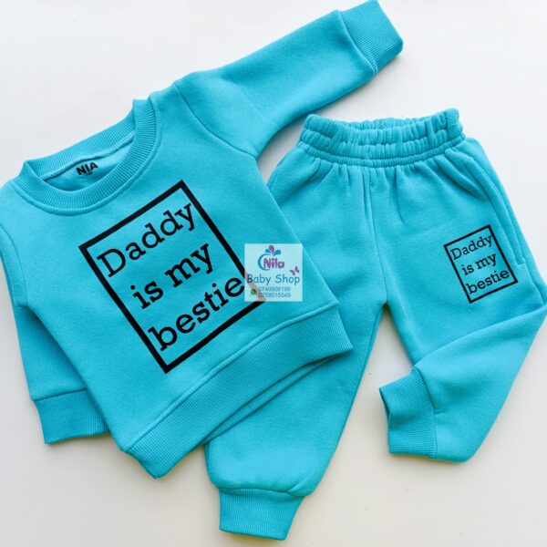 Kids' Letter Print Trendy Round Neck Long Sleeve Pullover Top & Pants Set - Image 2