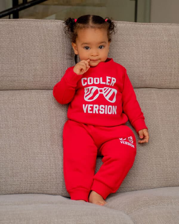 Kids Letter Print Long Sleeve Pullover Round Neck Top + Solid Color Faux Drawstring Pants 2PC Set - Image 4