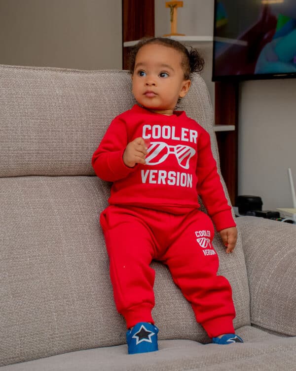 Kids Letter Print Long Sleeve Pullover Round Neck Top + Solid Color Faux Drawstring Pants 2PC Set - Image 2
