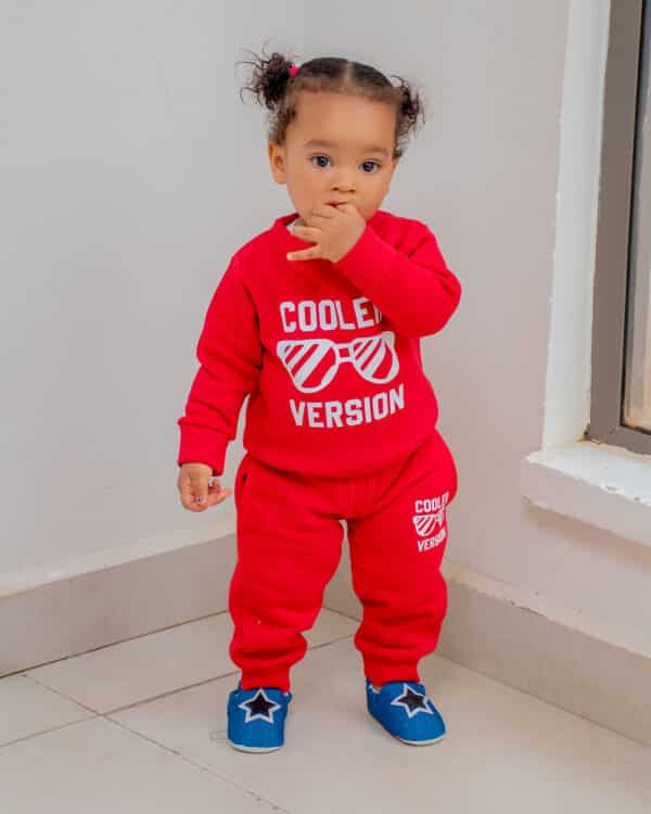 Kids Letter Print Long Sleeve Pullover Round Neck Top + Solid Color Faux Drawstring Pants 2PC Set