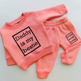 Kids Letter Print Long Sleeve Pullover Round Neck Top + Solid Color Faux Drawstring Pants 2PC Set