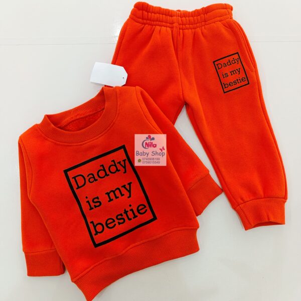 Kids Letter Print Long Sleeve Pullover Round Neck Top + Solid Color Faux Drawstring Pants 2PC Set - Image 5