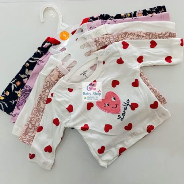Carters 5 Pack Multicolored Girls Long Sleeved Cotton T-shirts - Image 14