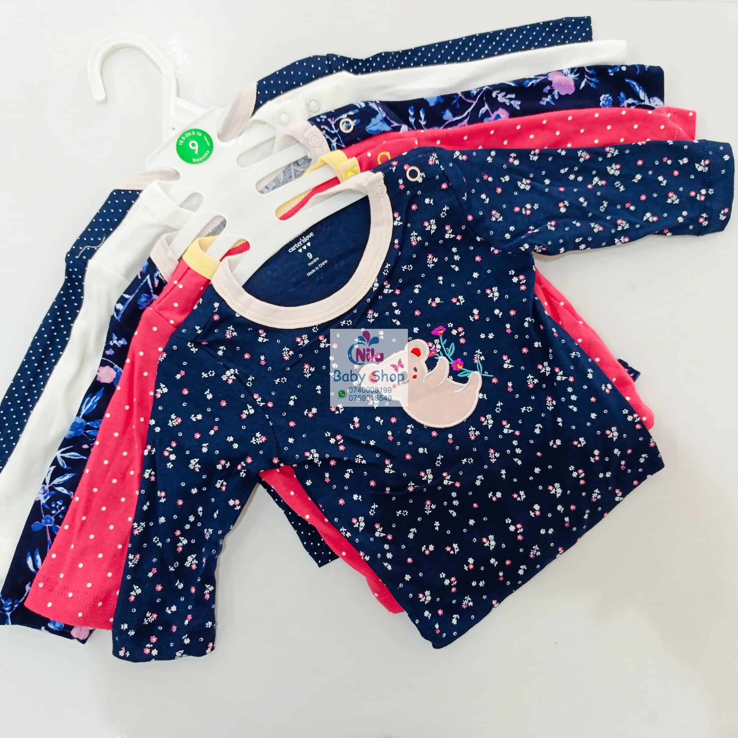 Carters 5 Pack Multicolored Girls Long Sleeved Cotton T-shirts - Image 6