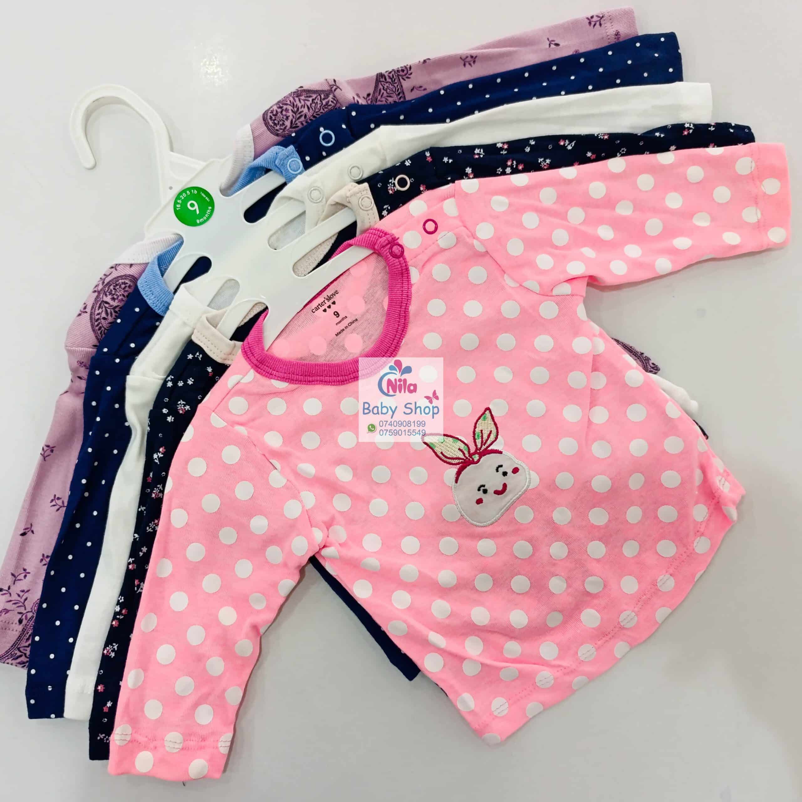 Carters 5 Pack Multicolored Girls Long Sleeved Cotton T-shirts