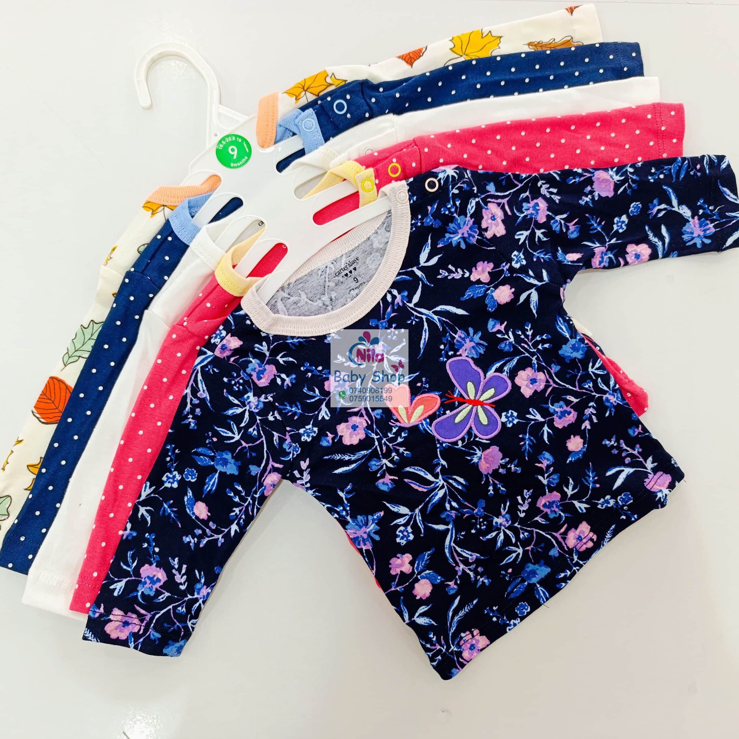 Carters 5 Pack Multicolored Girls Long Sleeved Cotton T-shirts - Image 4