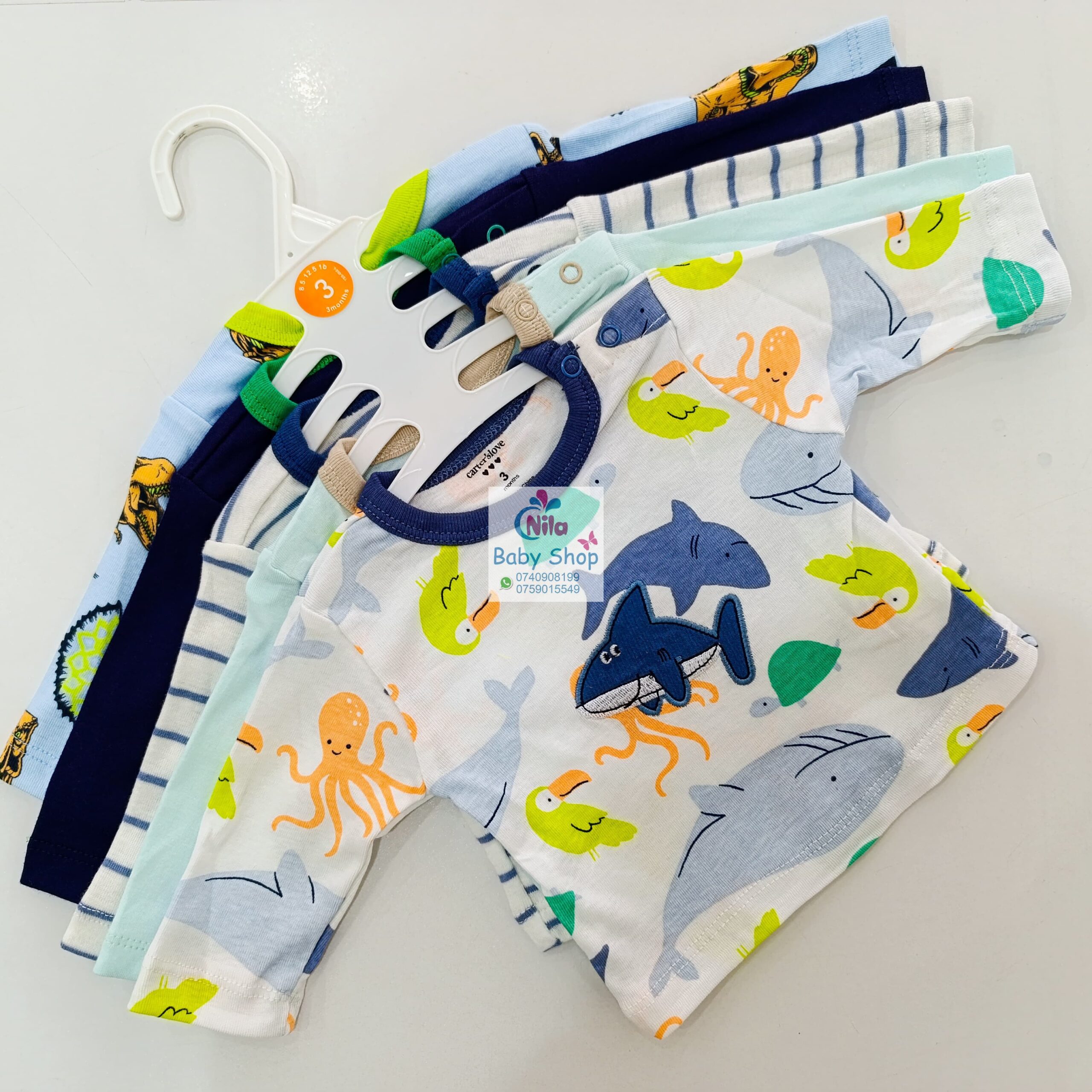 Carter's 5-Pack Baby Boys Long Sleeved Cotton T-Shirts - Image 5