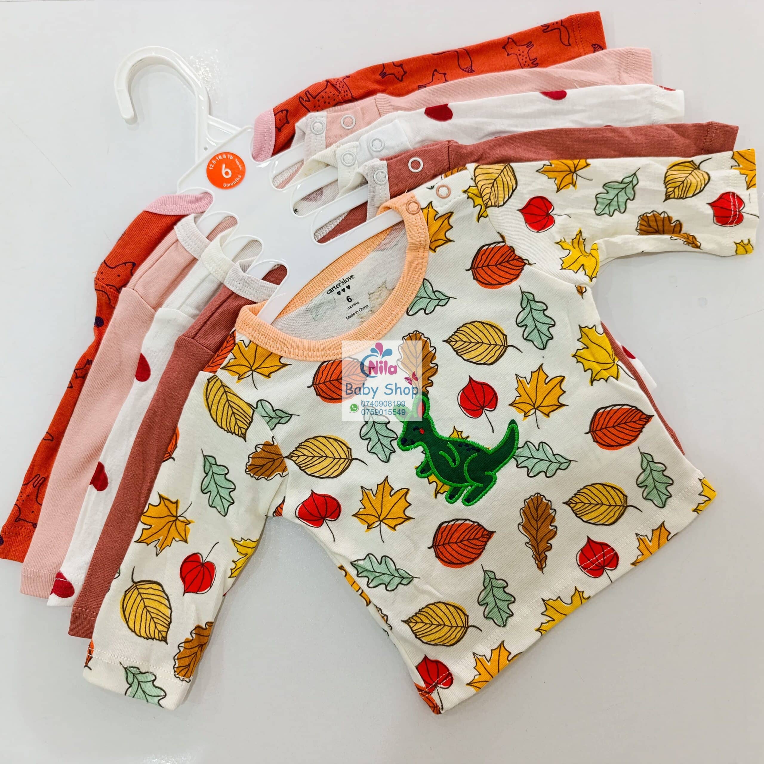 Carters 5 Pack Multicolored Girls Long Sleeved Cotton T-shirts - Image 3