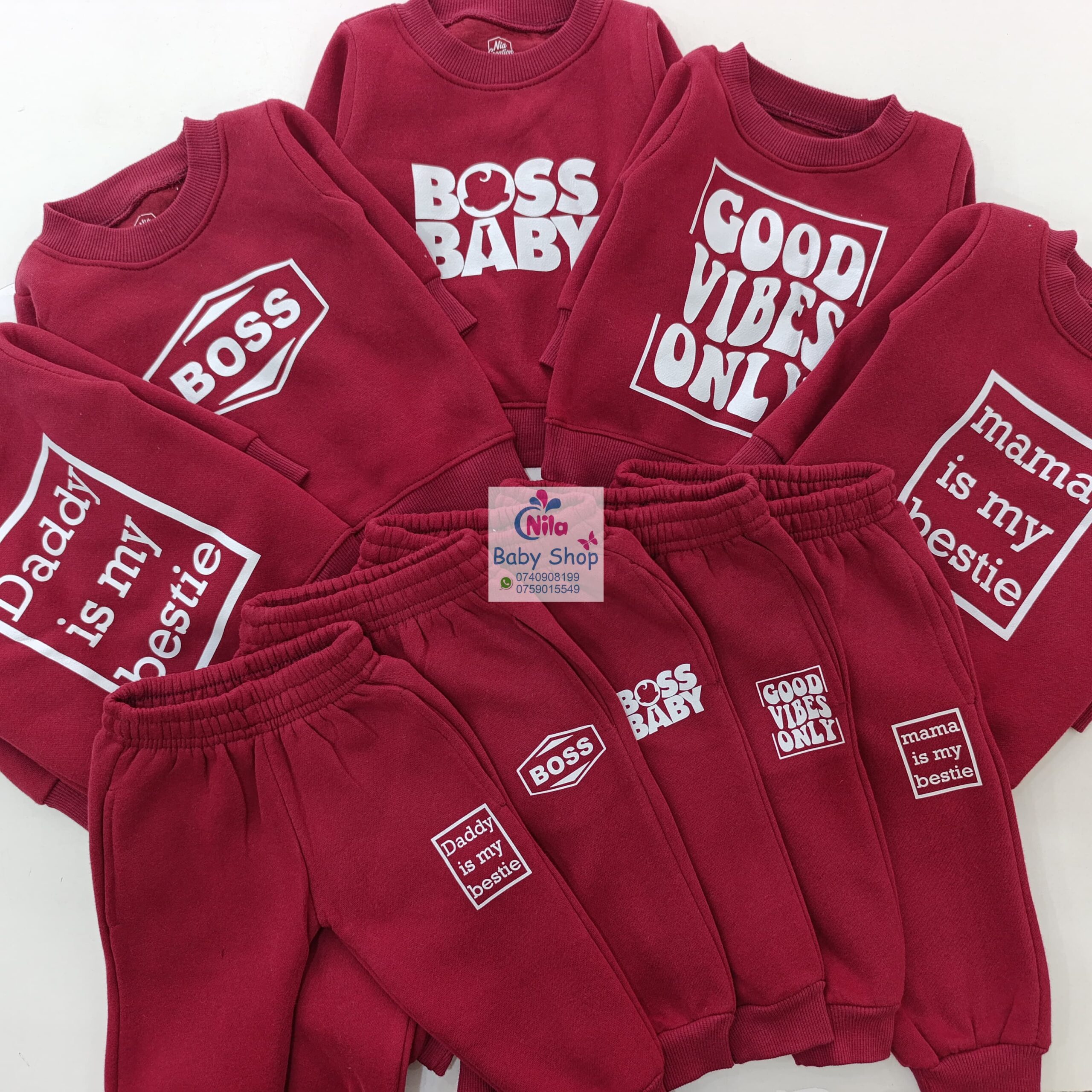 Kids Trendy Crewneck 2 Piece Letter Print Outfit Sweatshirts Tops + Pants Set