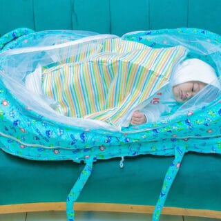 Newborn Foldable Portable Bassinet - Cyan