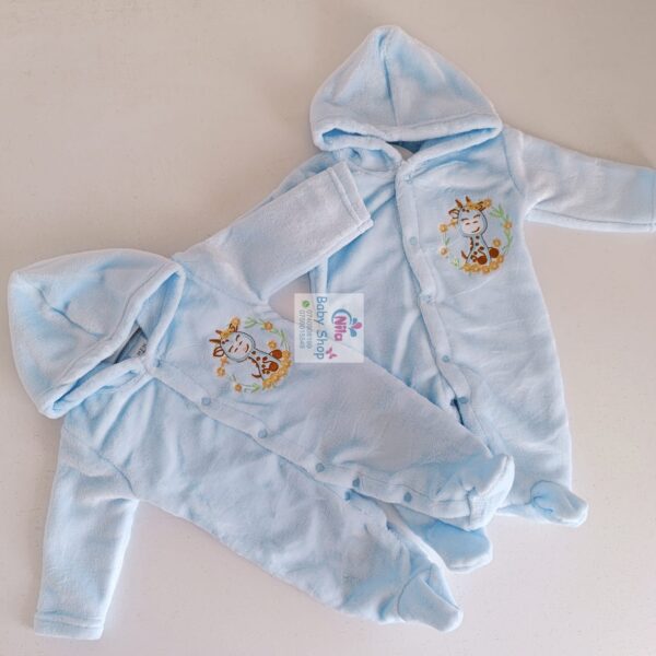 Unisex Baby Warm Hooded Romper - Image 2