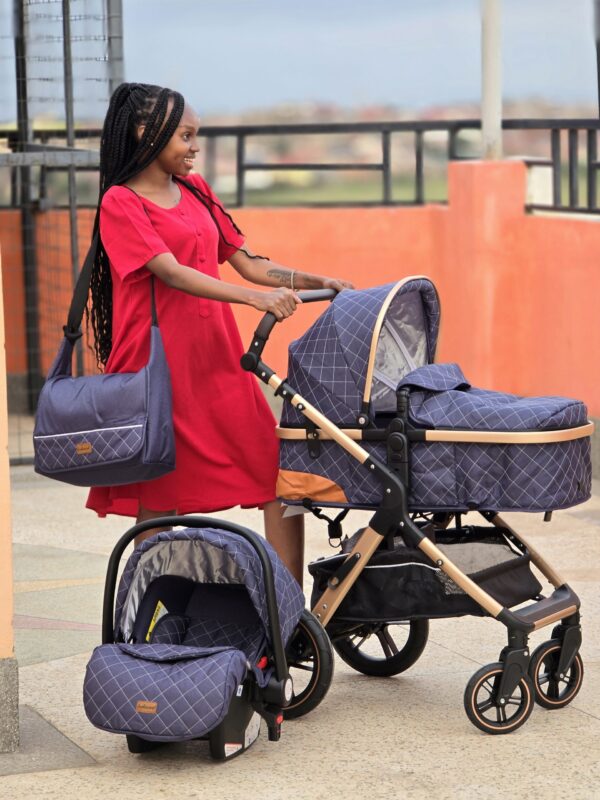 Premium Baby Bassinet Stroller Set with Carry Coat & Matching Diaper Bag