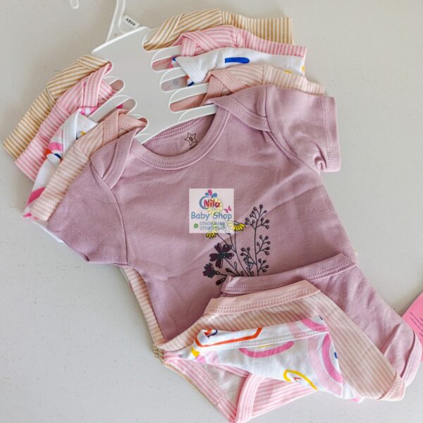 5-Pack Newborn Baby Girls Short-Sleeve Bodysuits - Image 8