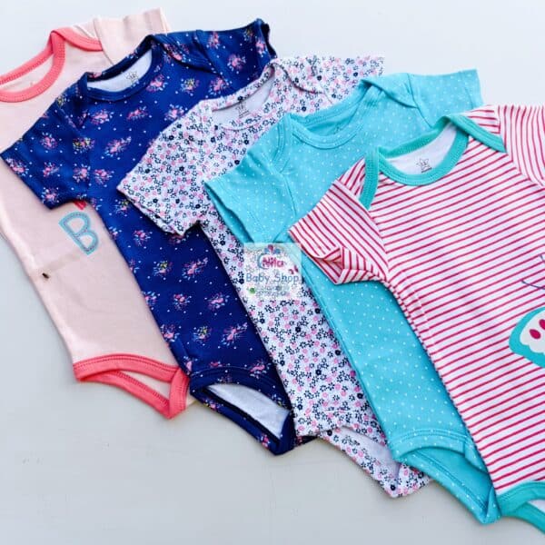 5-Pack Newborn Baby Girls Short-Sleeve Bodysuits - Image 6