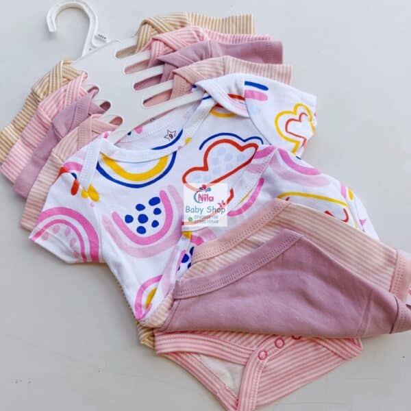 5-Pack Newborn Baby Girls Short-Sleeve Bodysuits - Image 3