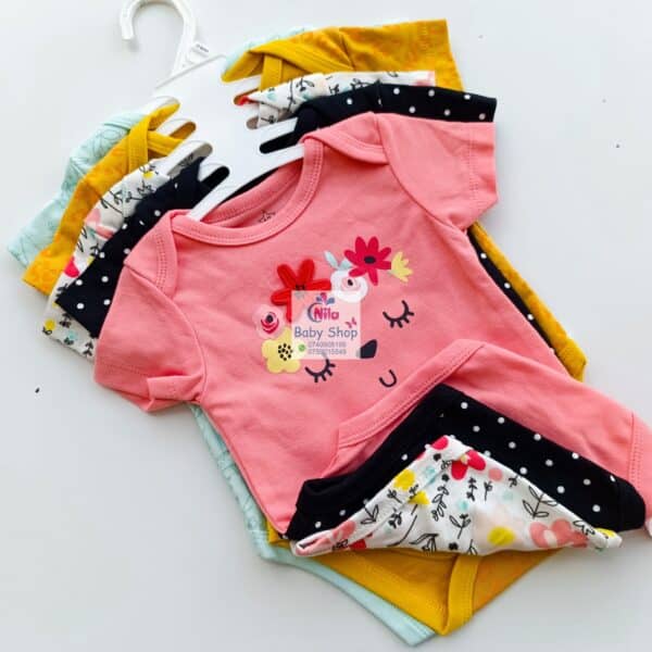 5-Pack Newborn Baby Girls Short-Sleeve Bodysuits - Image 9