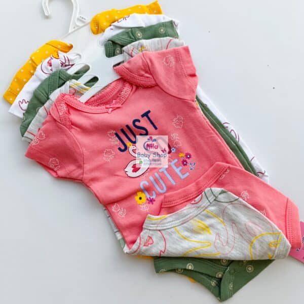 5-Pack Newborn Baby Girls Short-Sleeve Bodysuits - Image 2