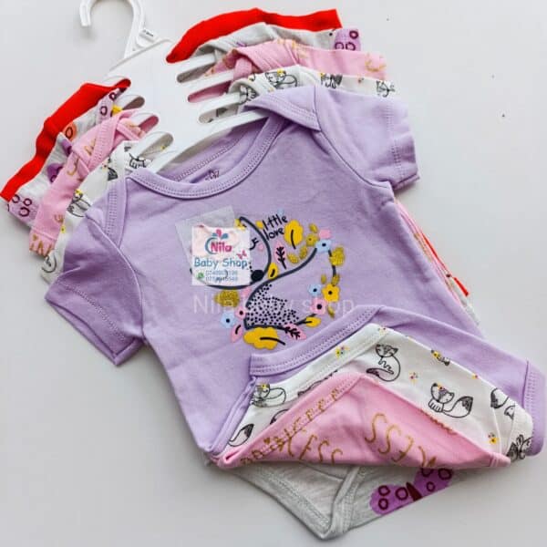 5-Pack Newborn Baby Girls Short-Sleeve Bodysuits - Image 3