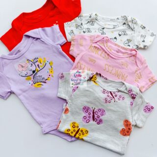 5-Pack Newborn Baby Girls Short-Sleeve Bodysuits