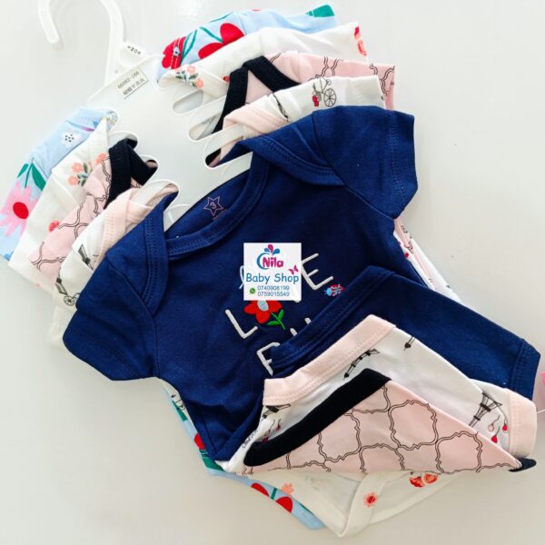 5-Pack Newborn Baby Girls Short-Sleeve Bodysuits - Image 8