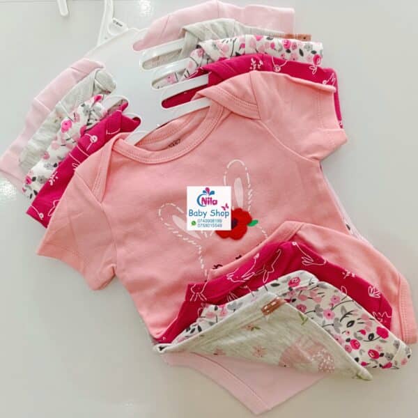 5-Pack Newborn Baby Girls Short-Sleeve Bodysuits - Image 7
