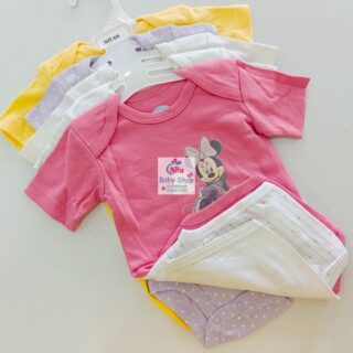 5-Pack Newborn Baby Girls Short-Sleeve Bodysuits