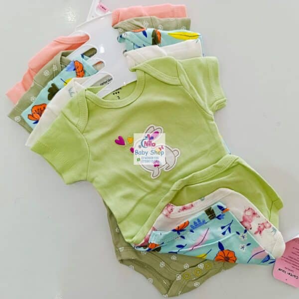 5-Pack Newborn Baby Girls Short-Sleeve Bodysuits - Image 14