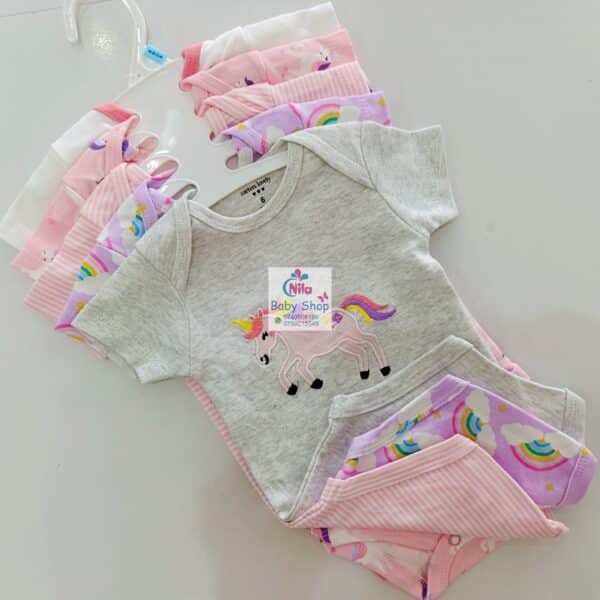 5-Pack Newborn Baby Girls Short-Sleeve Bodysuits - Image 16