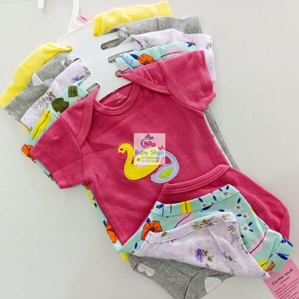 5-Pack Newborn Baby Girls Short-Sleeve Bodysuits - Image 13