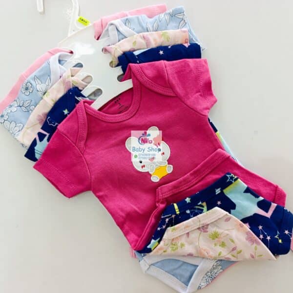 5-Pack Newborn Baby Girls Short-Sleeve Bodysuits - Image 10