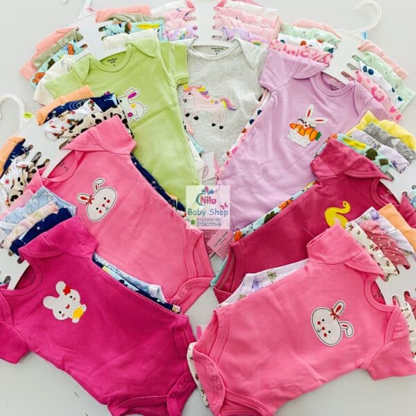 5-Pack Newborn Baby Girls Short-Sleeve Bodysuits - Image 9
