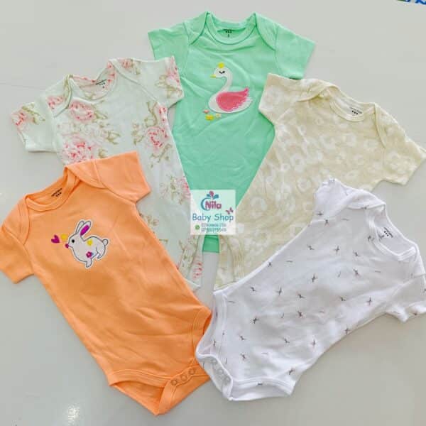 5-Pack Newborn Baby Girls Short-Sleeve Bodysuits - Image 8
