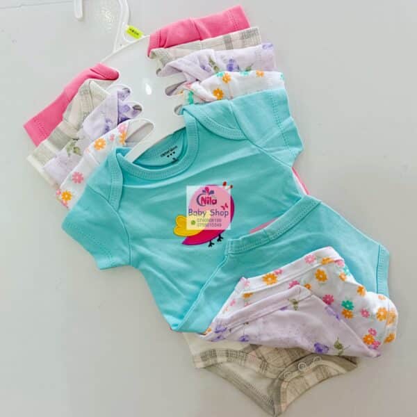 5-Pack Newborn Baby Girls Short-Sleeve Bodysuits - Image 5